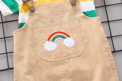 Rainbow Bib Pants Girls Baby Kids