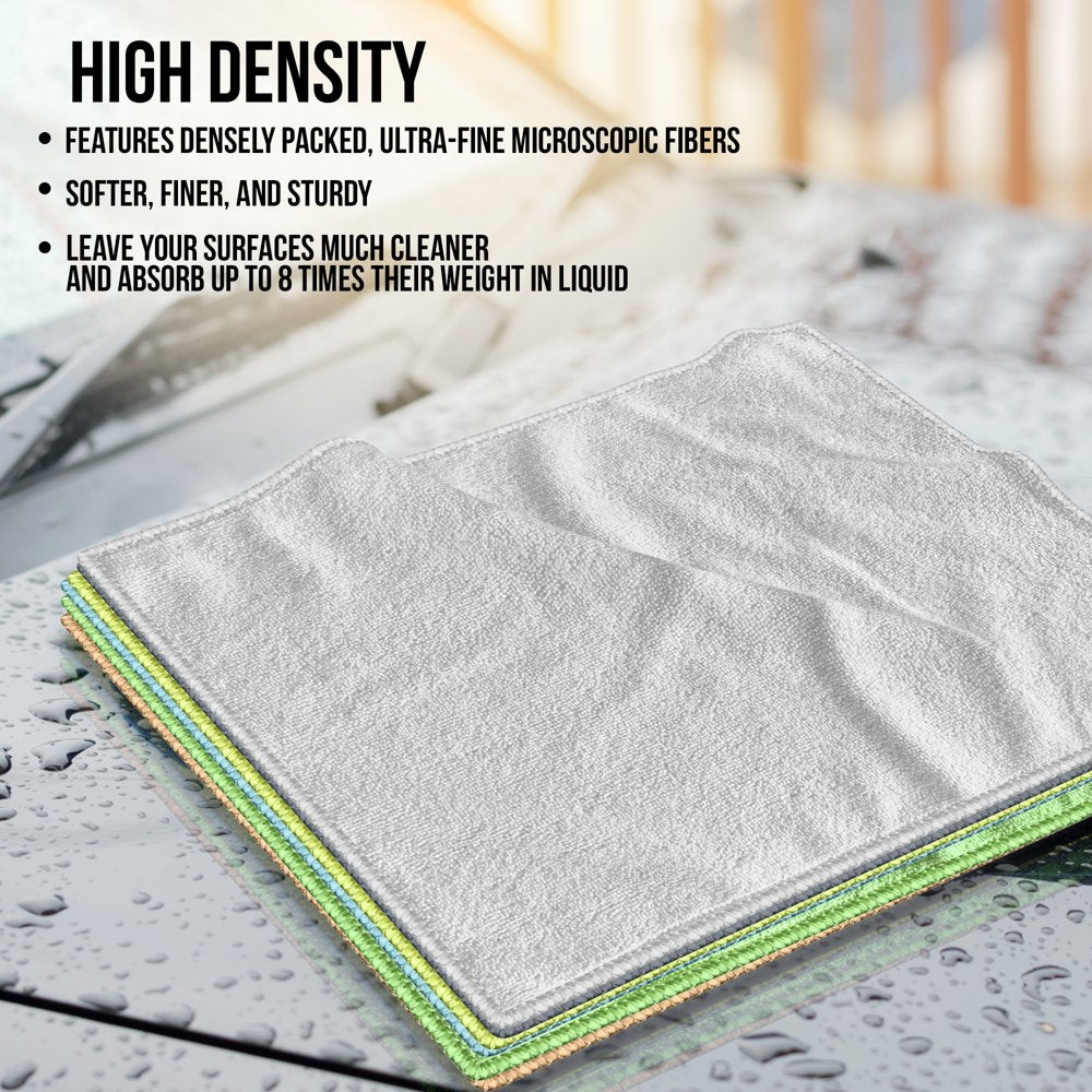 Premium Microfiber Micro Fiber Towels- Wash Cloths- Kitchen Towels - Cleaning Supplies for Household & Cars - 12 Pack