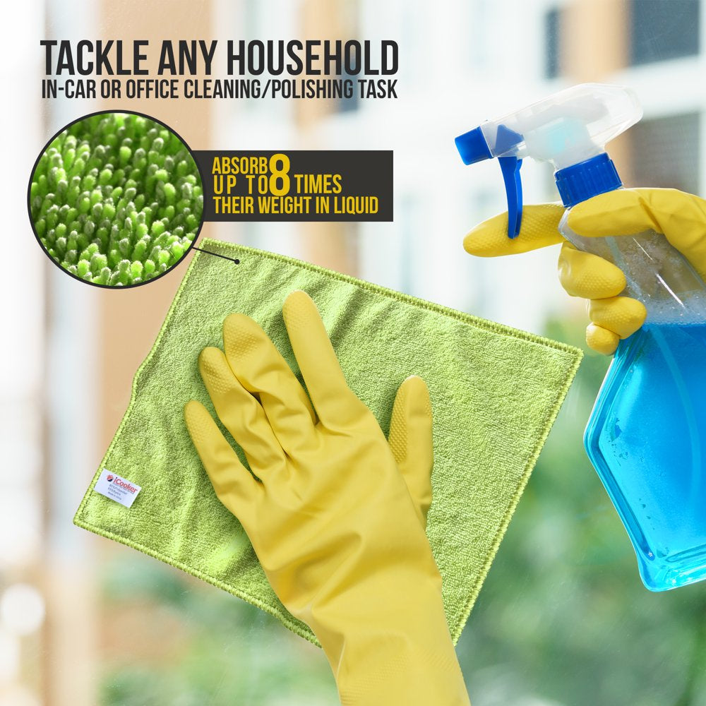 Premium Microfiber Micro Fiber Towels- Wash Cloths- Kitchen Towels - Cleaning Supplies for Household & Cars - 12 Pack