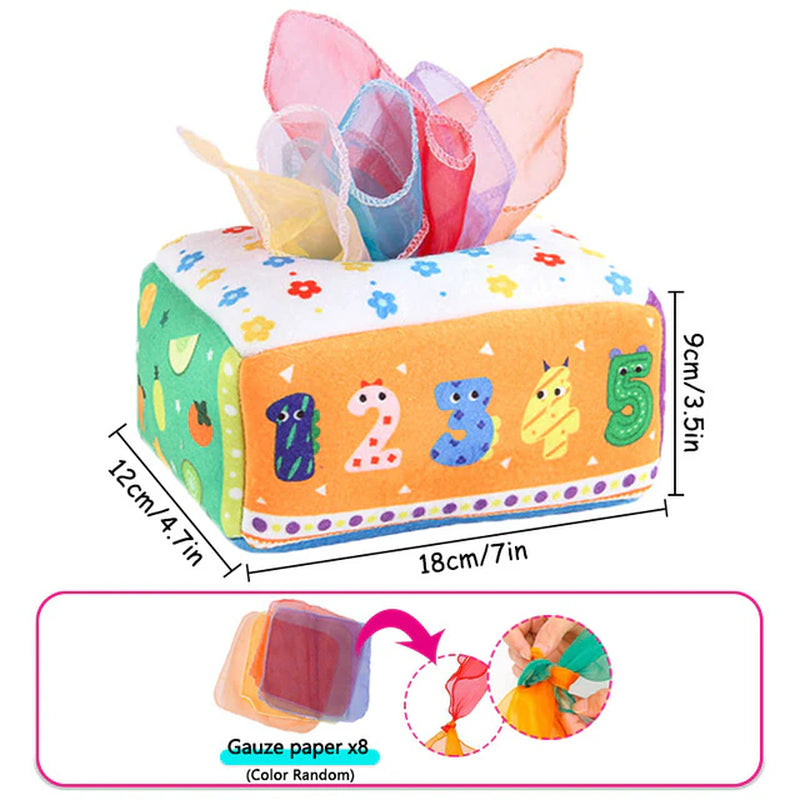 Baby Montessori Boxes Baby Toys Infant Pull along Magic Tissue Box Montessori Toy 6-12 Months Development Sensory Toys Baby Game