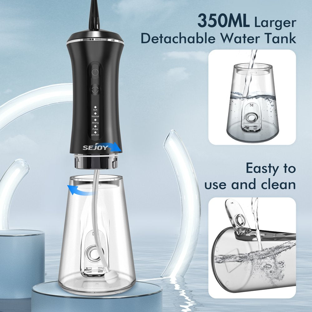 Cordless Water Flosser Dental Teeth Cleaner, Portable 350ML Tank DIY Mode Rechargeable Dental Oral Irrigator for Home and Travel, 5 Modes Irrigate, 7 Jet Tips