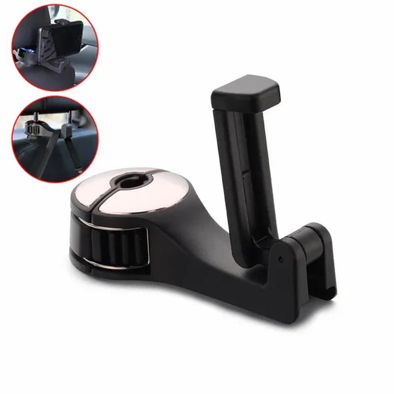 3 in 1 Car Vehicle Back Seat Headrest Hook Mobile Phone Holder Portable Seat Back Hanger Hook for Bag Purse Cloth Grocery