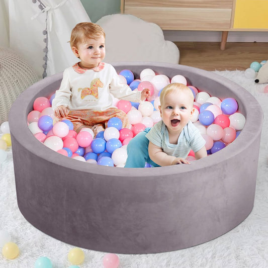 Foam Ball Pits for Toddlers 1-3, Infant round Soft Milk Silk Memory Foam Ball Pool Pits for Baby Children Toddler Gifts Indoor Playpen, NOT Included Balls - 35.4" X 11.8" X 2" - Gray