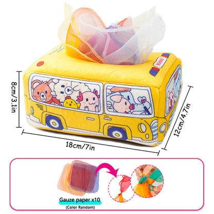 Baby Montessori Boxes Baby Toys Infant Pull along Magic Tissue Box Montessori Toy 6-12 Months Development Sensory Toys Baby Game