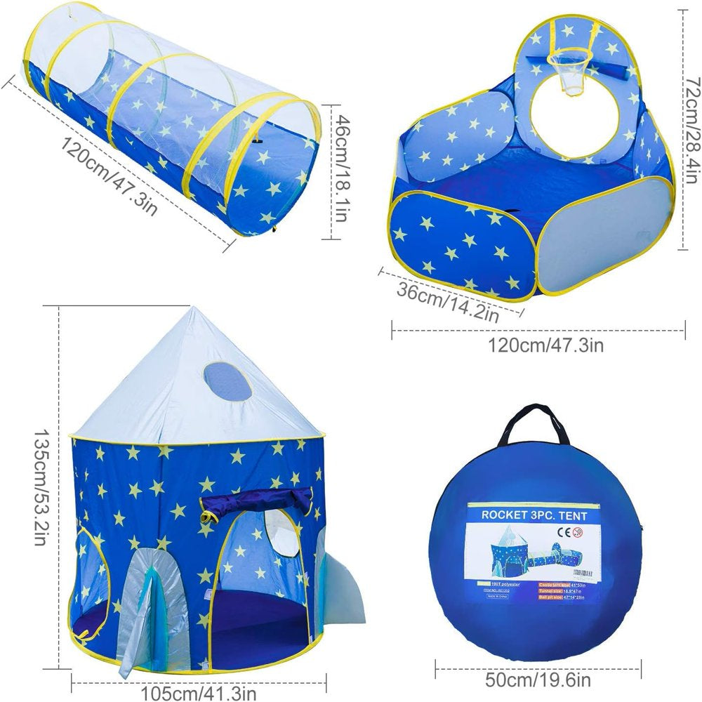 Kids Play Tent, 3 in 1 Kids Play Tent for Toddler Boys with Play Tunnel & Baby Ball Pit & Castle Tent and Storage Bag, Indoor Outdoor Toy Tent for Toddlers Kids Toy Gifts (Without Ball)