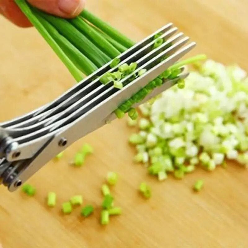 Muti-Layers Kitchen Scissors Stainless Steel Vegetable Cutter Scallion Herb Laver Spices Cooking Tool Cut Kitchen Accessories