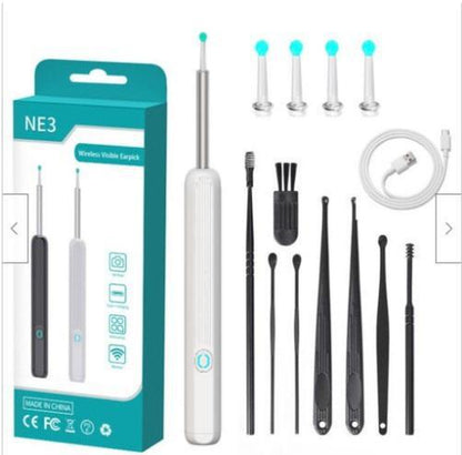 NE3 Ear Cleaner Otoscope Ear Wax Removal Tool with Camera LED Light Wireless Ear Endoscope Ear Cleaning Kit for I-Phone