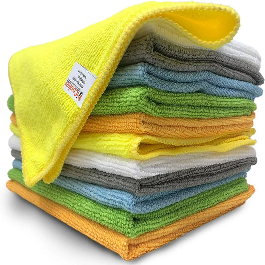 Premium Microfiber Micro Fiber Towels- Wash Cloths- Kitchen Towels - Cleaning Supplies for Household & Cars - 12 Pack