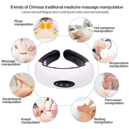 Electric Cervical Pulse Neck Massager Muscle Relax Massage Magnetic Therapy US