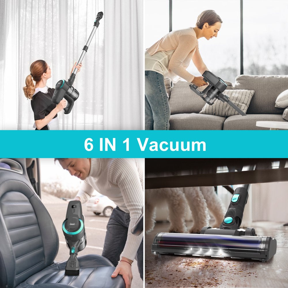 N370 Cordless Vacuum Cleaner, 6 in 1 Ultra-Lightweight Stick Vacuum, 2200Mah Battery up to 40Mins Runtime, Powerful Handheld Vacuum for Hard Floor Carpet Pet Hair Home