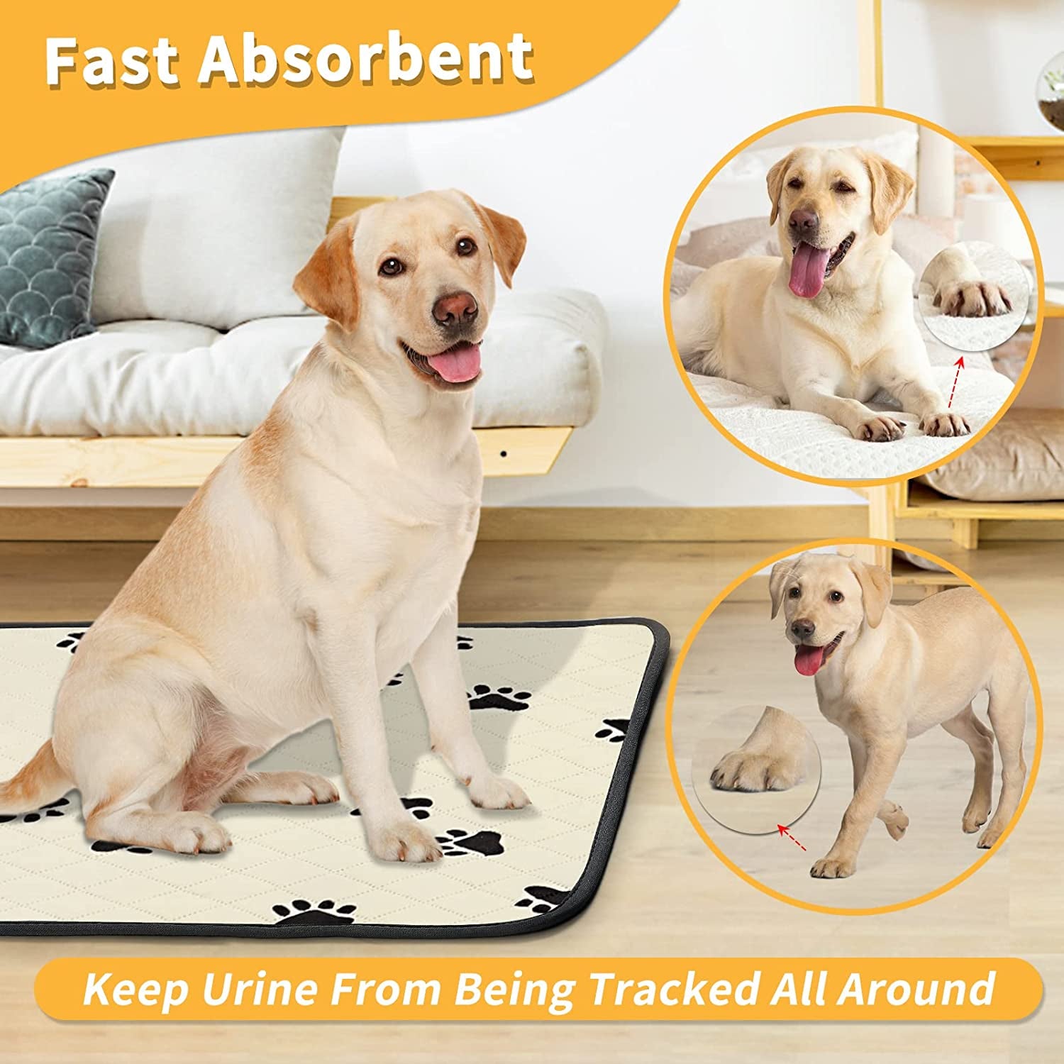 2 Pack Reusable Washable Dog Pee Pads(35" Diameter), Fast Absorbent Puppy Pee Pads with Urine Traceless, Leakproof Whelping Pads, Non-Slip Waterproof Potty Training Pads for Playpen Crate Kennel