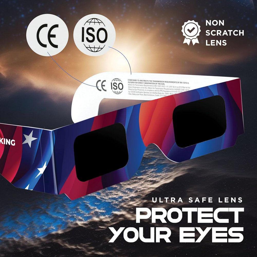 Solar Eclipse Glasses 2 Pack - 2024 CE and ISO Certified American Design Safe Shades for Direct Sun Viewing - Medicalkingusa