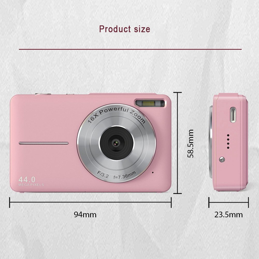 Digital Camera, FHD 1080P Digital Camera for Kids with 32GB SD Card 16X Digital Zoom, Compact Camera Point and Shoot Digital Cameras Portable Mini Camera for Teens Students Boys Girls Seniors