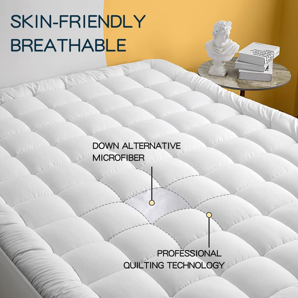 Twin Size Mattress Pad Pillow Top Mattress Cover Quilted Fitted Mattress Protector Single Cotton Top 8-21" Deep Pocket Cooling Mattress Topper (39X75 Inches)