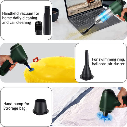 Handheld Vacuum Cordless, Mini Handheld Vacuum Cleaner 9000Pa USB Rechargeable, Dust Buster, Air Blower and Vacuum Pump 3 in 1, Wet Dry Vacuum Cleaner for Car, Home, Office, Pet Hair Cleaning