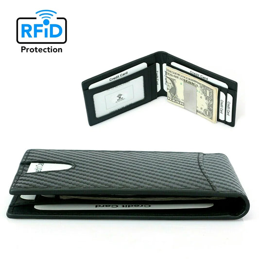 Carbon Fiber Bifold Wallet for Men, RFID Blocking Slim Credit Card Holder for Travel