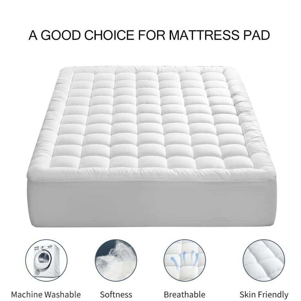 Twin Size Mattress Pad Pillow Top Mattress Cover Quilted Fitted Mattress Protector Single Cotton Top 8-21" Deep Pocket Cooling Mattress Topper (39X75 Inches)