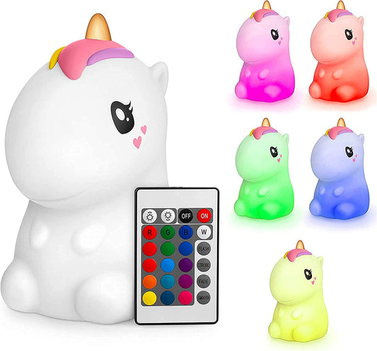 (4.8” X 4.8” X 7.4”; 11.6 Oz Unicorn LED Light Gift for Unicorn Lovers, Women, & Girls – Battery Operated (1.6 W) Bedside Lamp Both Color Changing & Wrapped in Gift Package