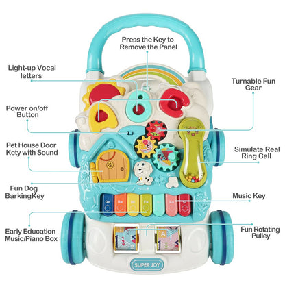 Sit to Stand Learning Walker, 3 in 1 Baby Learning Walkers & Removable Play Panel,Early Education Activity Center with Lights, Music Learning Toys Christmas Gift for Baby Boys Girls