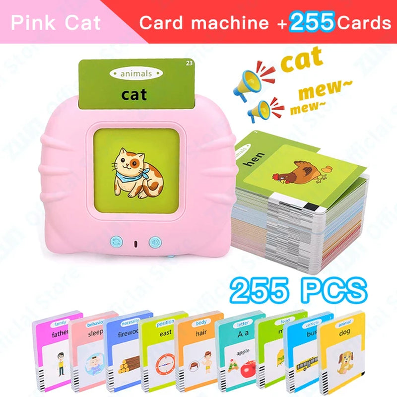 Montessori Education Flash Cards Machine Early Educational Learning English Electronic Audio Book Toy for Children Birthday Gift