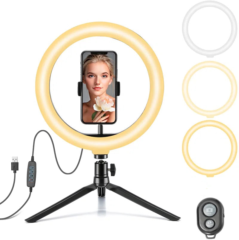 10" LED Ring Light with Tripod Dimmable for Selfie Tiktok Youtube Livestream