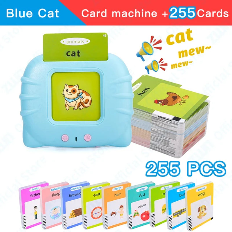 Montessori Education Flash Cards Machine Early Educational Learning English Electronic Audio Book Toy for Children Birthday Gift