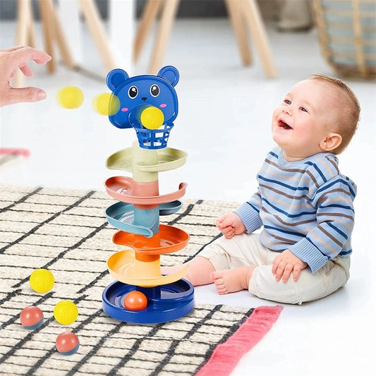 Montessori Baby Toy Rolling Ball Tower Montessori Educational Games for Babies Stacking Track Baby Development Toys 1 2 3 Years