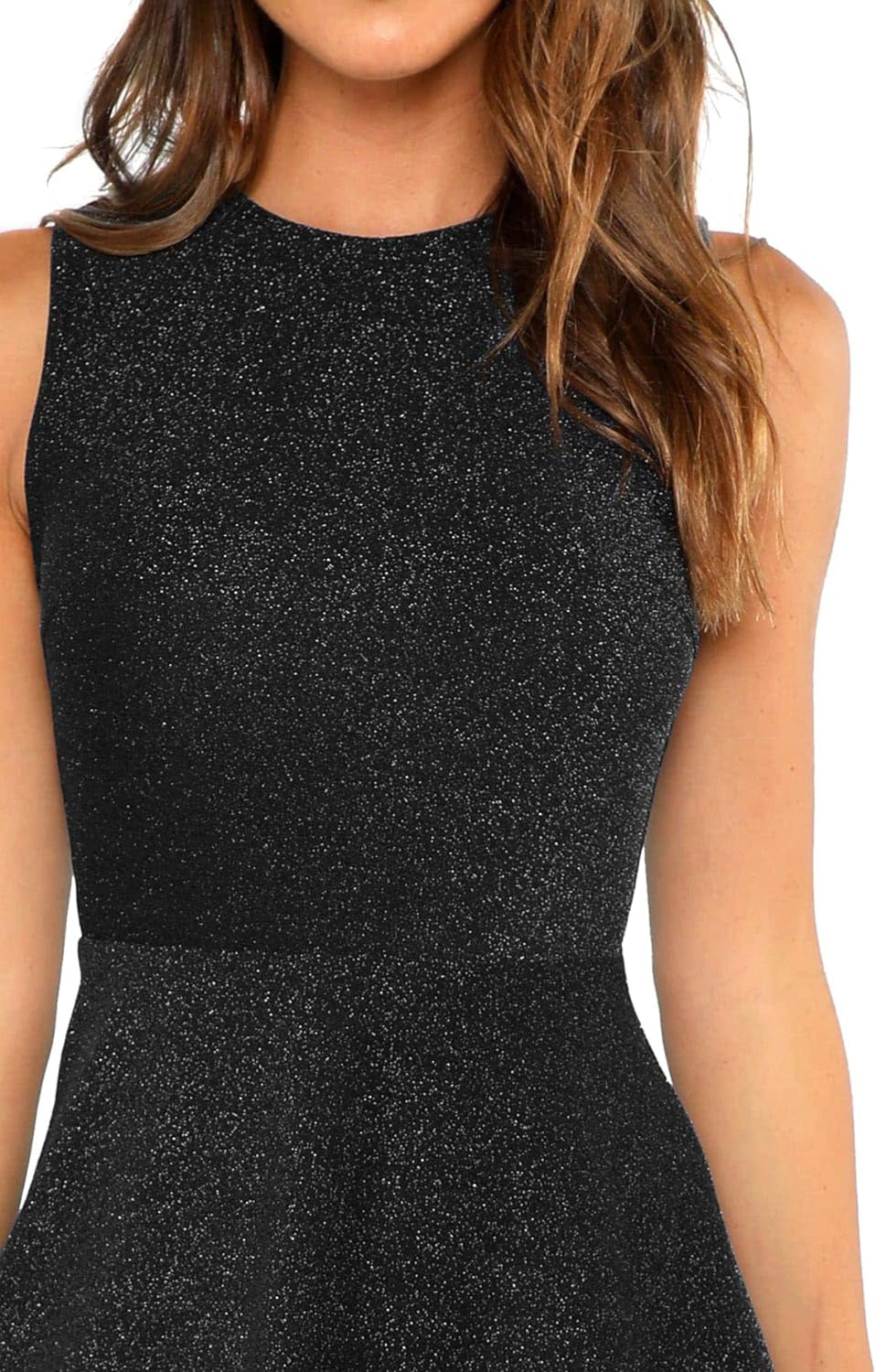 Women'S Sleeveless a Line Fit and Flare Glitter above Knee Party Cocktail Skater Dress