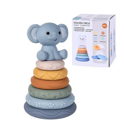 Block Toy Soft Silicone Soft Cubes Stacking Tower Bath Teether Rattles Building Blocks Toddlers Montessori Educational for Kids