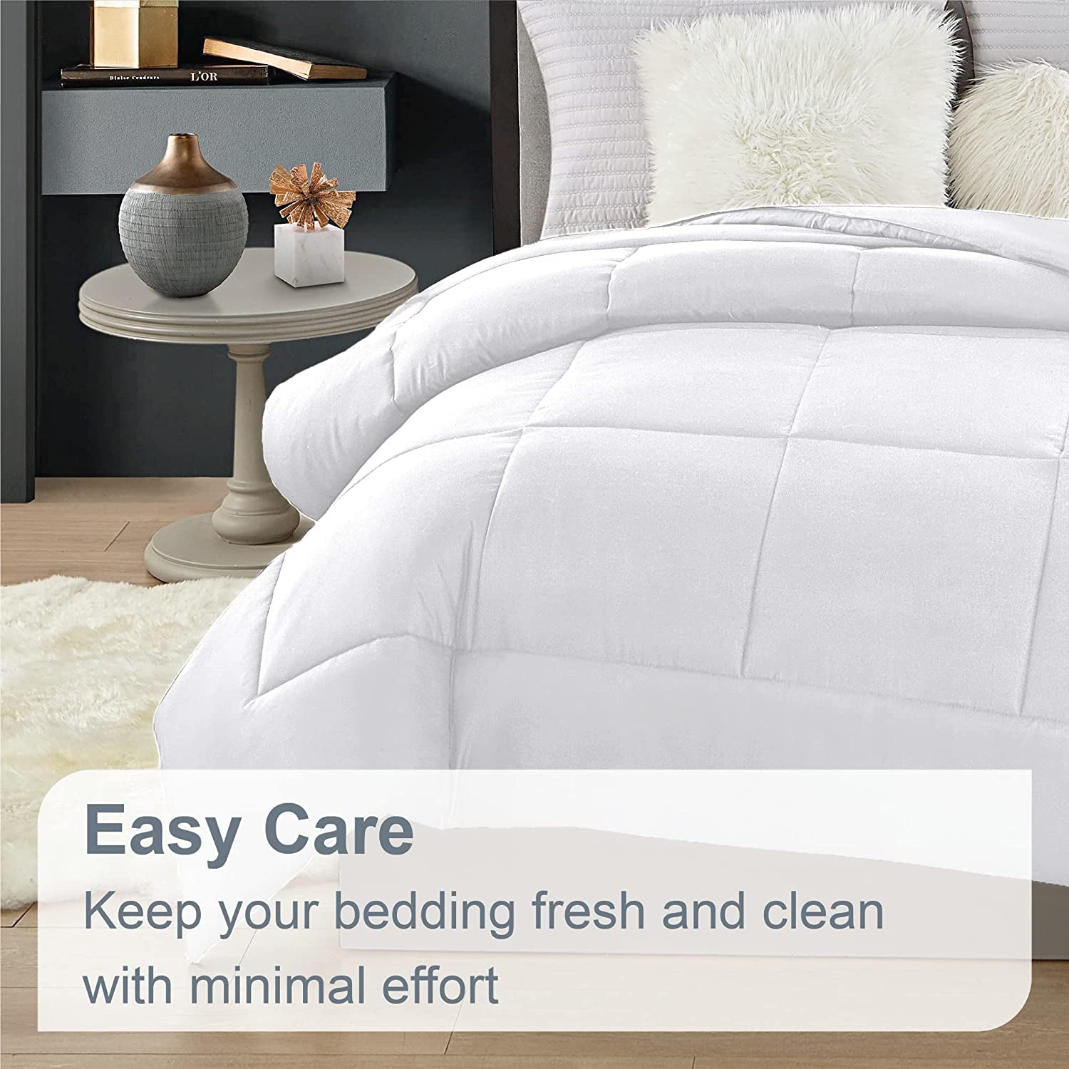 Full Comforter - Lightweight & Extra Soft down Alternative Bedding - All-Season Comfortable Bed Comforter - Wrinkle Fade Stain Resistant - White, Full