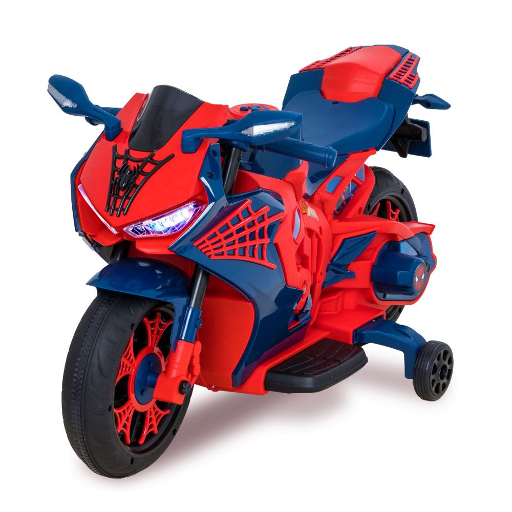 Spiderman 6V Motorcycle Ride On, for Kids, Ages 3+, Rechargeable Battery, up to 65Lbs