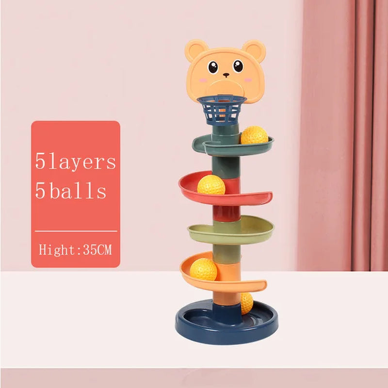 Montessori Baby Toy Rolling Ball Tower Montessori Educational Games for Babies Stacking Track Baby Development Toys 1 2 3 Years