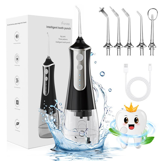 Water Flosser Cordless for Teeth Cleaning, Rechargeable Oral Irrigator 3 Modes 5 Tips IPX6 Waterproof Powerful Battery Water Teeth Cleaner Pick for Home Travel