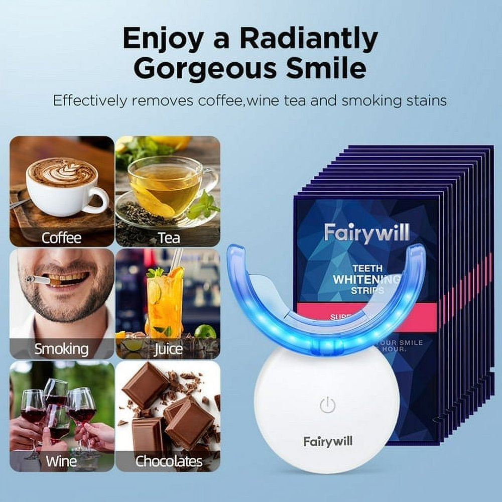 Teeth Whitening Kit with LED Light , 28 White Strips for Sensitive Teeth with Rechargeable Teeth Whitener Case