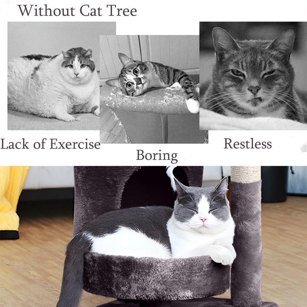 Cat Tree Cat Tower for Indoor Cats, Cat Furniture with Scratching Post, Condo for Kittens, Medium Cats - Dark Gray