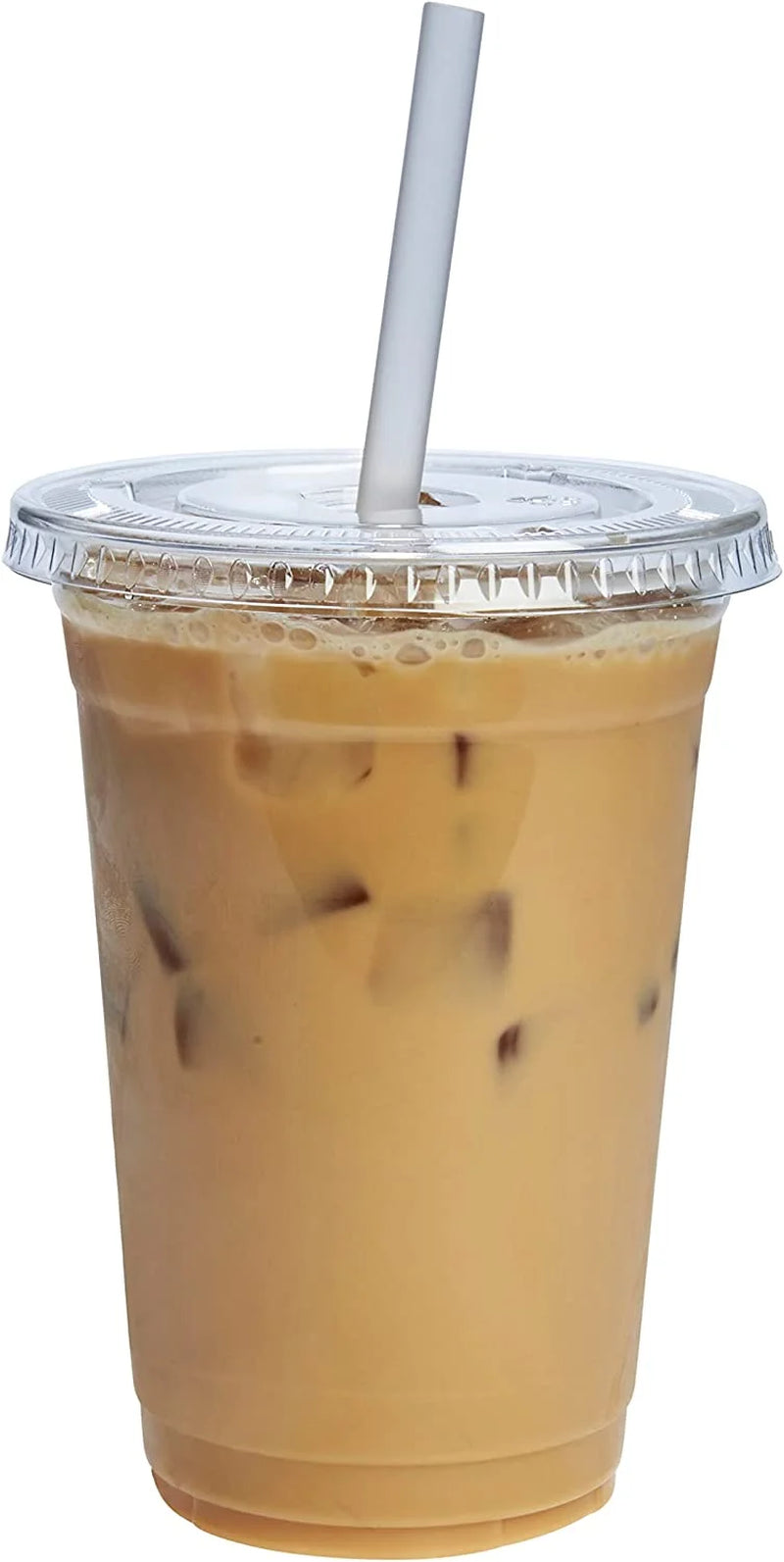 Clear Plastic Cups 20 Oz Disposable Coffee Cups with Lids, 100-Pack