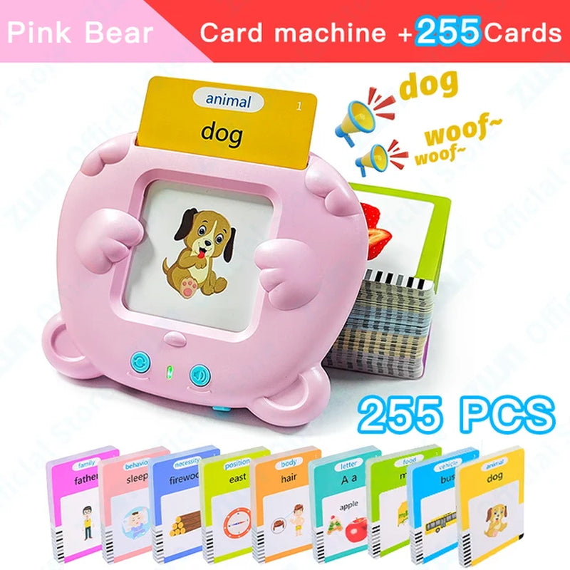 Montessori Education Flash Cards Machine Early Educational Learning English Electronic Audio Book Toy for Children Birthday Gift