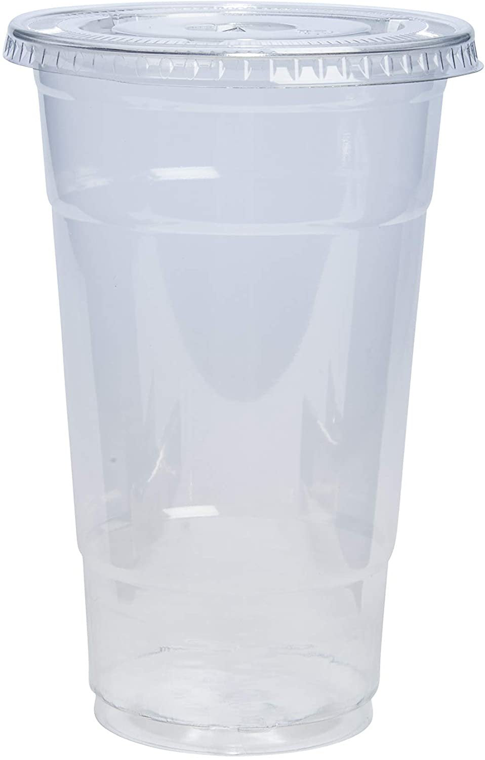 Clear Plastic Cups 20 Oz Disposable Coffee Cups with Lids, 100-Pack