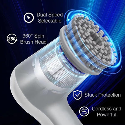 Electric scrubber brush, LED display screen, 4 interchange heads, rechargeable 