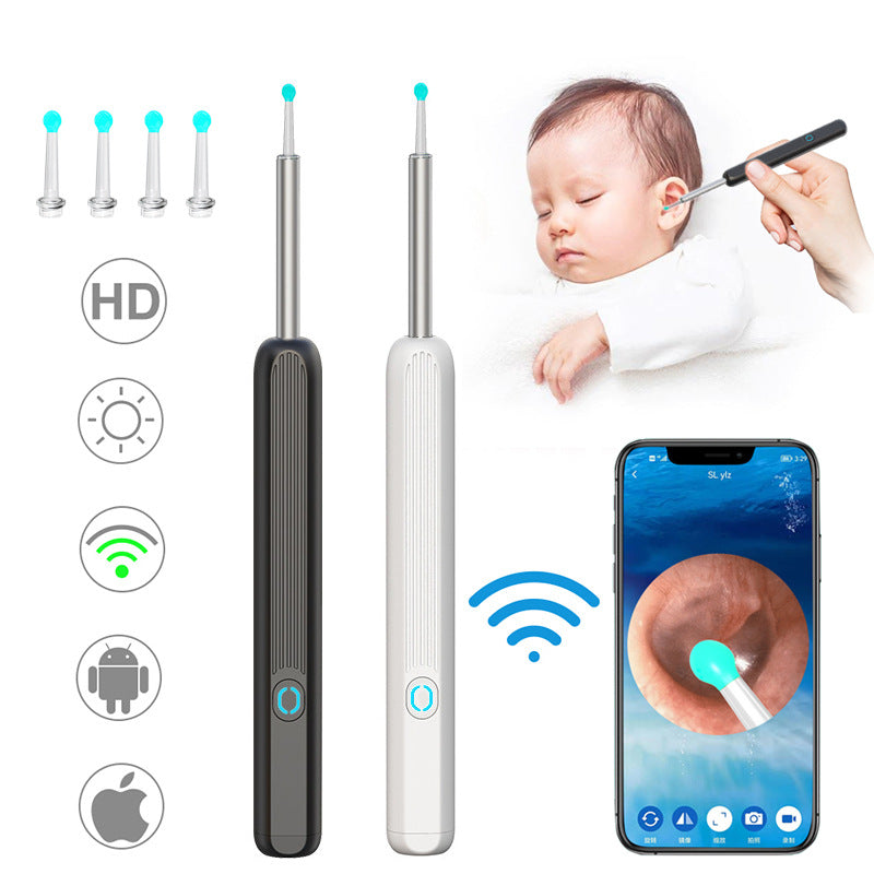 NE3 Ear Cleaner Otoscope Ear Wax Removal Tool with Camera LED Light Wireless Ear Endoscope Ear Cleaning Kit for I-Phone