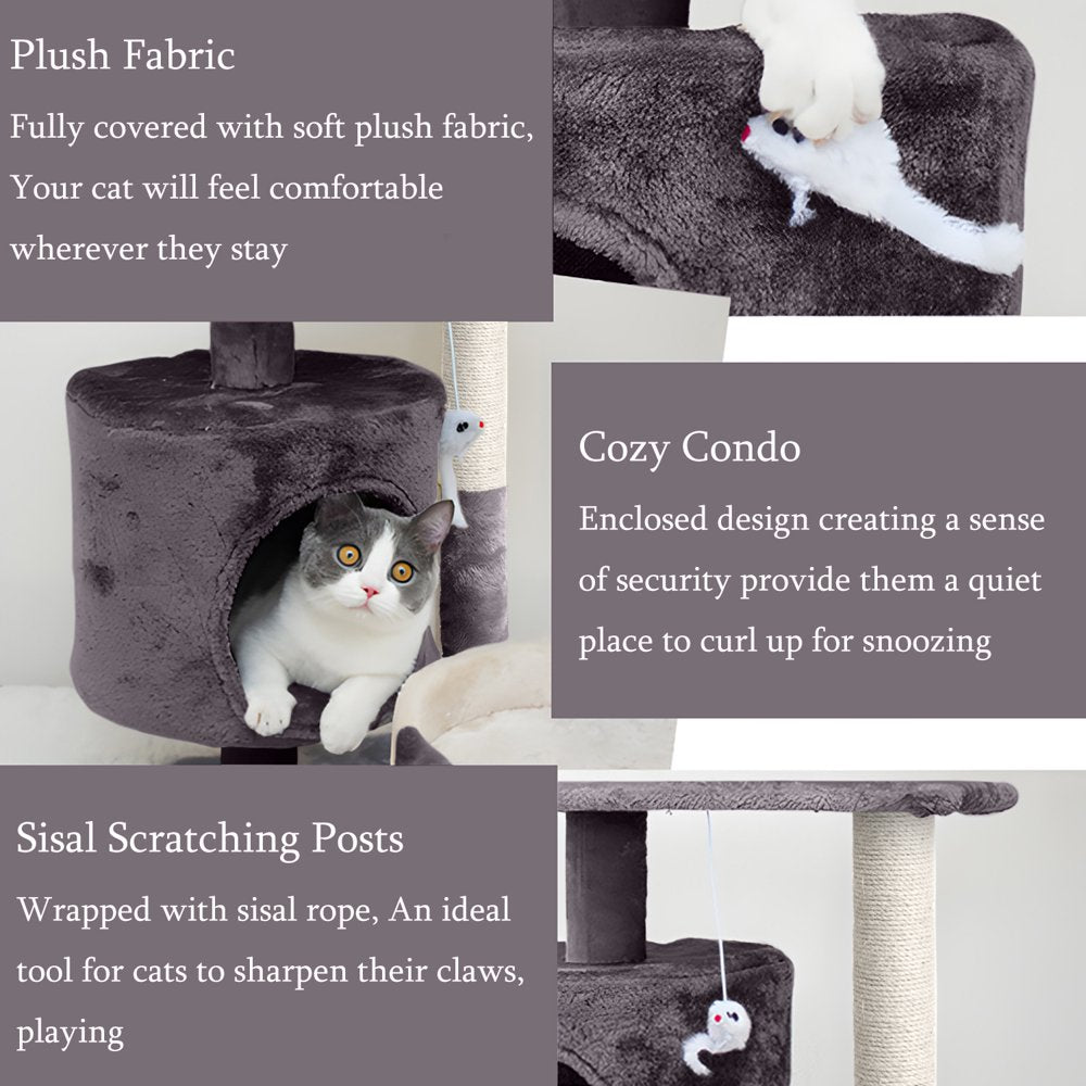 Cat Tree Cat Tower for Indoor Cats, Cat Furniture with Scratching Post, Condo for Kittens, Medium Cats - Dark Gray