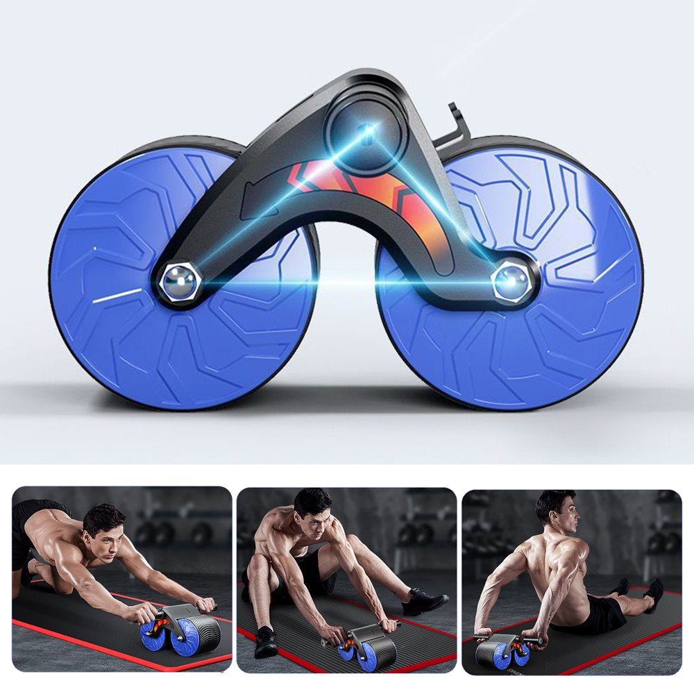 2023 New Ab Abdominal Exercise Roller Elbow Support, Abs Roller Wheel Core Exercise Equipment, Automatic Rebound Abdominal Wheel Blue