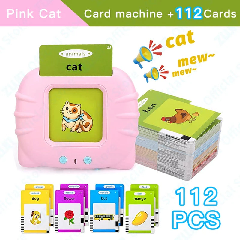 Montessori Education Flash Cards Machine Early Educational Learning English Electronic Audio Book Toy for Children Birthday Gift