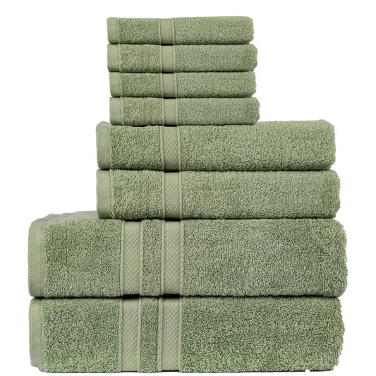 8 Pack Towel Set - 2 Bathroom Towels, 2 Hand Towels, 4 Wash Cloths Bathroom Set - Plush & Absorbent 100% Ring Spun Cotton Bath Sets - Bath Towels, Hand Towels, Washcloths Bathroom Sets