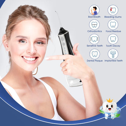 Water Flosser Cordless for Teeth Cleaning, Rechargeable Oral Irrigator 3 Modes 5 Tips IPX6 Waterproof Powerful Battery Water Teeth Cleaner Pick for Home Travel