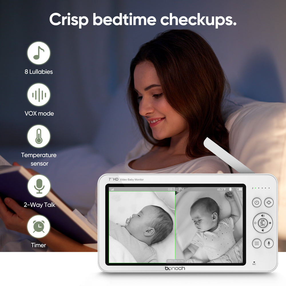 720P HD Megaview Baby Monitor with Video Camera and Audio 7-Inch Screen Secure from Hacking No Wi-Fi