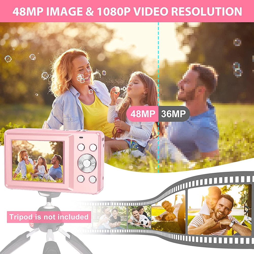 Digital Camera, FHD 1080P Digital Camera for Kids with 32GB SD Card 16X Digital Zoom, Compact Camera Point and Shoot Digital Cameras Portable Mini Camera for Teens Students Boys Girls Seniors