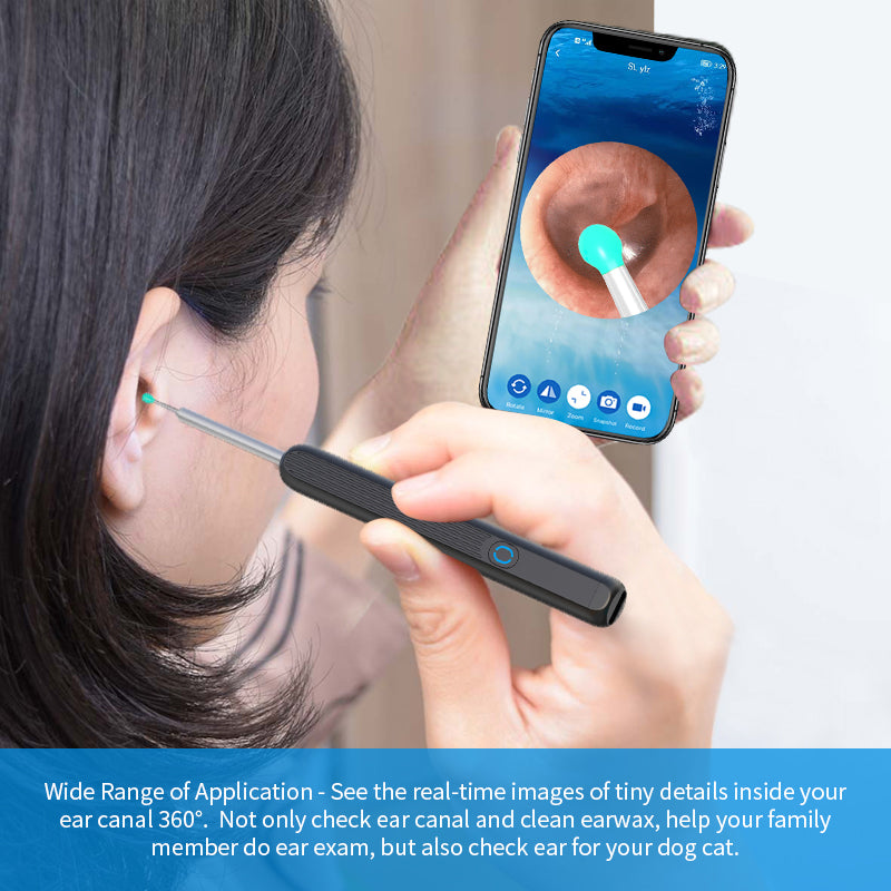 NE3 Ear Cleaner Otoscope Ear Wax Removal Tool with Camera LED Light Wireless Ear Endoscope Ear Cleaning Kit for I-Phone