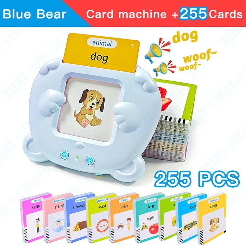 Montessori Education Flash Cards Machine Early Educational Learning English Electronic Audio Book Toy for Children Birthday Gift