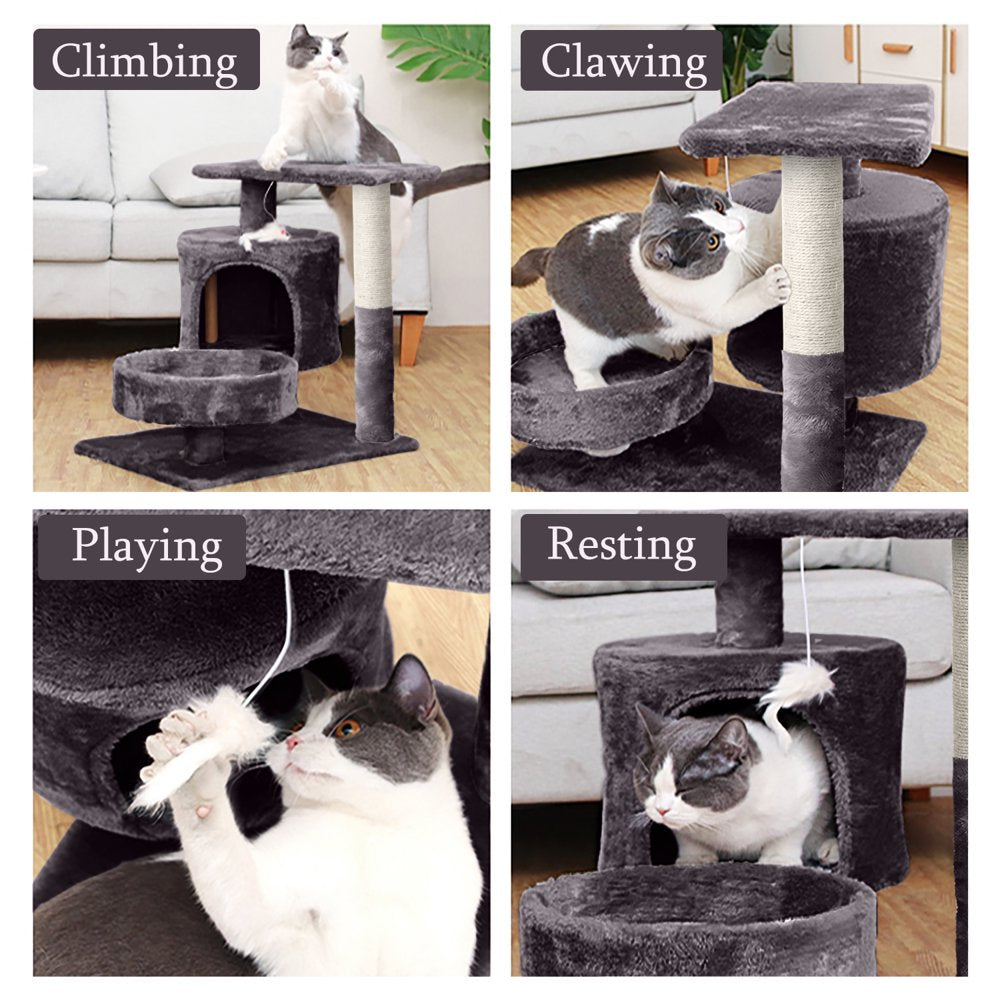 Cat Tree Cat Tower for Indoor Cats, Cat Furniture with Scratching Post, Condo for Kittens, Medium Cats - Dark Gray